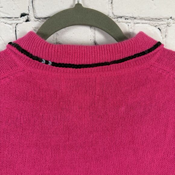 Express Tricot Vtg Knit Polo Sweater Lambswool Angora Rabbit Hair Pink Womens M - Picture 7 of 11